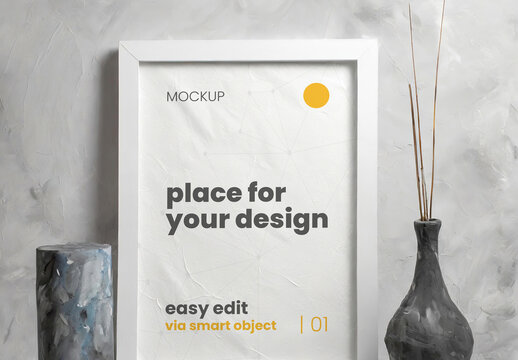 Black Clay Elements Poster Frame Mockup Generative Ai