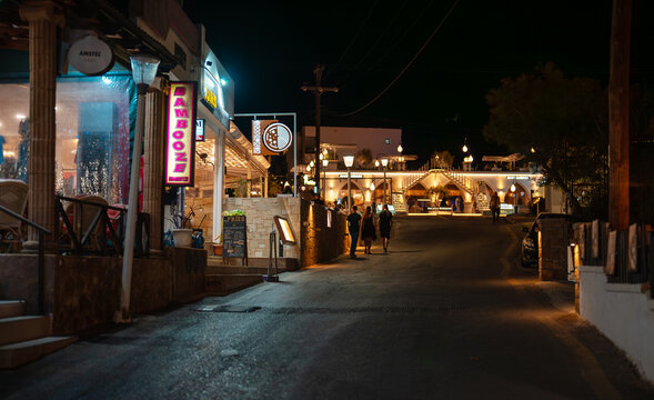 Rhodes, Greece - 21.10.2023: Street of Pefkos town in Rhodes.