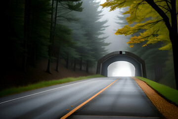Foggy tunnel road // Blue Ridge Parkway, North Carolina