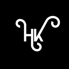 HK letter logo design on black background. HK creative initials letter logo concept. hh letter design. HK white letter design on black background. H K, h k logo