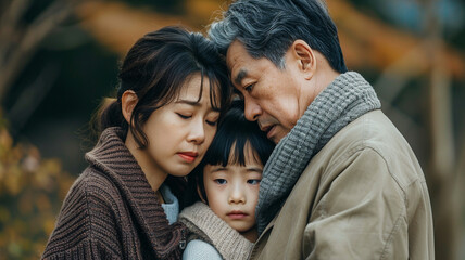 Fototapeta premium Asian Family Sad