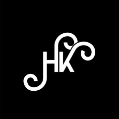 HK letter logo design on black background. HK creative initials letter logo concept. hh letter design. HK white letter design on black background. H K, h k logo