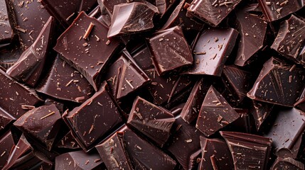  A mound of chocolate pieces, one with a taken bite, sits atop The brown stack is embellished with tiny sprinkles