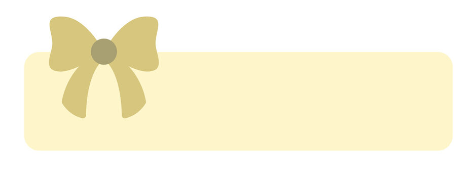 pastel yellow bow sticker with rectangle banner  cute clipart with transparent background