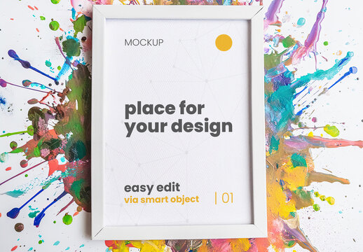 Colorful Paint Splash Poster Frame Mockup Illustrated 05 Generative Ai