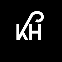 KH letter logo design on black background. KH creative initials letter logo concept. kh letter design. KH white letter design on black background. K H, k h logo