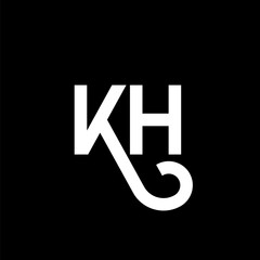 KH letter logo design on black background. KH creative initials letter logo concept. kh letter design. KH white letter design on black background. K H, k h logo