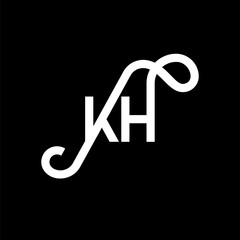 KH letter logo design on black background. KH creative initials letter logo concept. kh letter design. KH white letter design on black background. K H, k h logo