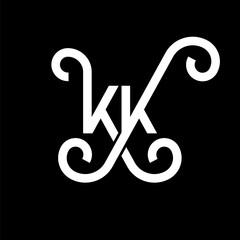 KK letter logo design on black background. KK creative initials letter logo concept. kk letter design. KK white letter design on black background. K K, k k logo