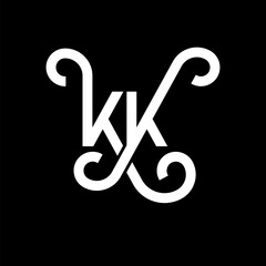 KK letter logo design on black background. KK creative initials letter logo concept. kk letter design. KK white letter design on black background. K K, k k logo