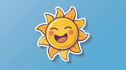 Cute sun with smile for sticker. Design element.