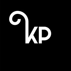 KP letter logo design on black background. KP creative initials letter logo concept. kp letter design. KP white letter design on black background. K P, k p logo