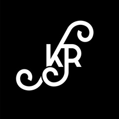 KR letter logo design on black background. KR creative initials letter logo concept. kr letter design. KR white letter design on black background. K R, k r logo