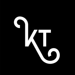 KT letter logo design on black background. KT creative initials letter logo concept. kt letter design. KT white letter design on black background. K T, k t logo