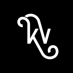 KV letter logo design on black background. KV creative initials letter logo concept. kv letter design. KV white letter design on black background. K V, k v logo