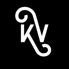 KV letter logo design on black background. KV creative initials letter logo concept. kv letter design. KV white letter design on black background. K V, k v logo