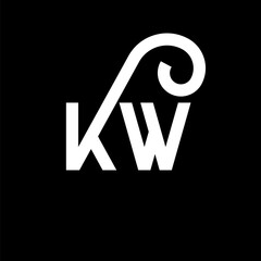 KW letter logo design on black background. KW creative initials letter logo concept. kw letter design. KW white letter design on black background. K W, k w logo