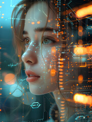 Digital Diva: Captivating Girl and Technology Wallpaper