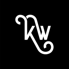 KW letter logo design on black background. KW creative initials letter logo concept. kw letter design. KW white letter design on black background. K W, k w logo