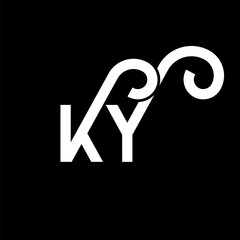 KY letter logo design on black background. KY creative initials letter logo concept. ky letter design. KY white letter design on black background. K Y, k y logo