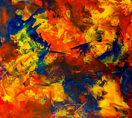 Hand painted abstract multicolored paint grunge background. Abstract artwork. Colorful modern painting. Decorative and artistic Wallpaper.