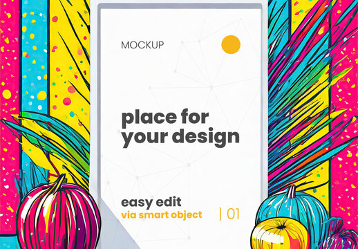 Comic Art Deco Style Artistic Poster Frame Mockup 05 Generative Ai