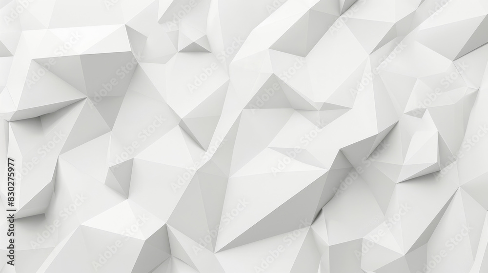 Poster Modern 3d rendering of a white polygonal surface creating a minimalist backdrop