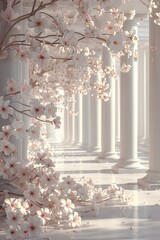 Cherry Blossoms in a Colonnade