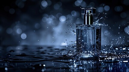 product parfume covered with water drops