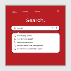 Internet browser search engine search bar for ui mobile app search address and navigation bar