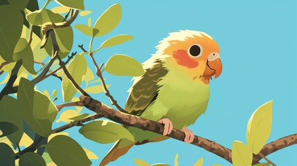 Lively parrot depicted in a cartoon illustration
