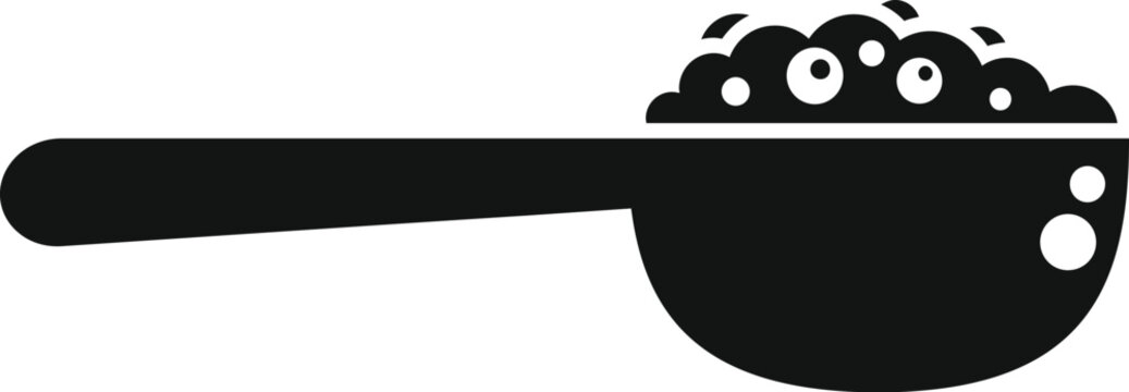 recommend clip art: Iconic black and white image of a measuring spoon filled with round ingredients