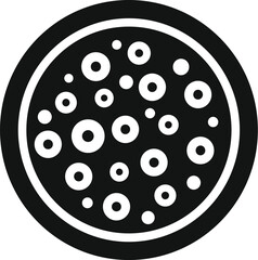 Vector illustration of bacterial colonies in a petri dish, top view, isolated on white