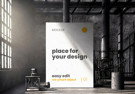 Deposit Indutrial Factory Poster Frame Mockup 02 Generative Ai