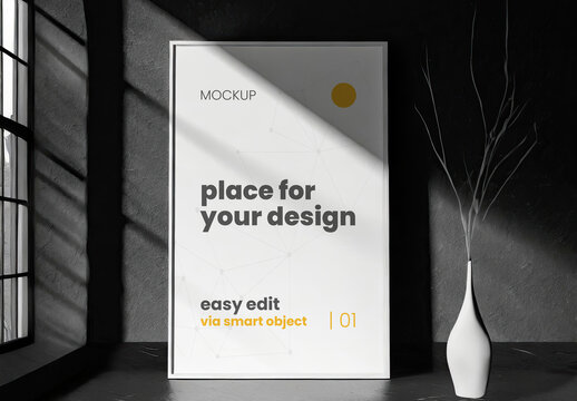 Dramatic Light Poster Frame Mockup 04 Generative Ai