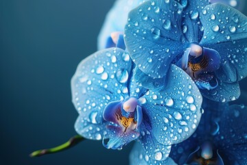 Beautiful blue orchid, isolated on blue. Beautiful spa composition with blue orchid, bamboo and stones