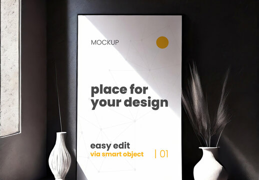 Dramatic Light Poster Frame Mockup 08 Generative Ai