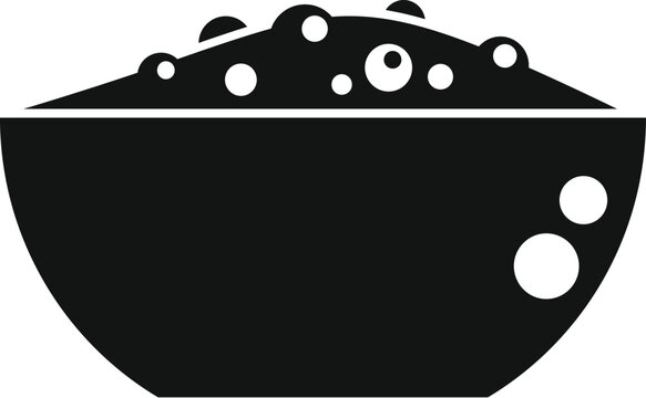 recommend clip art: Black silhouette graphic of a bowl filled with rice or thick porridge, suitable for various food themes