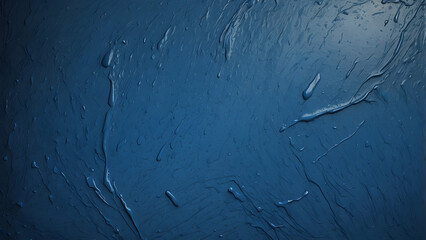 A close-up image of dark blue paint with smooth textures and raindrop-like effects on the surface