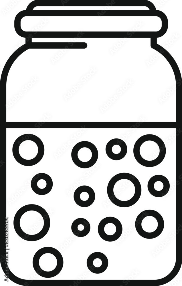 Poster Line art vector illustration of a jar with polka dots, suitable for coloring and designs