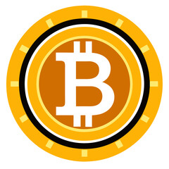 A gold coin featuring a letter b enclosed within it