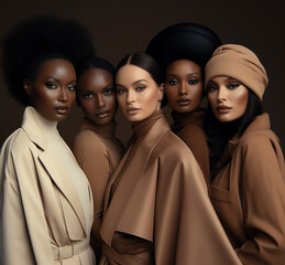 A photo of five glamourous models 