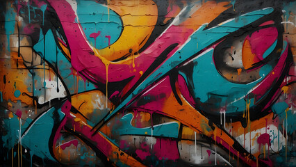 Vibrant graffiti wall with colorful swirls