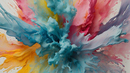 Explosion of colorful inks in water