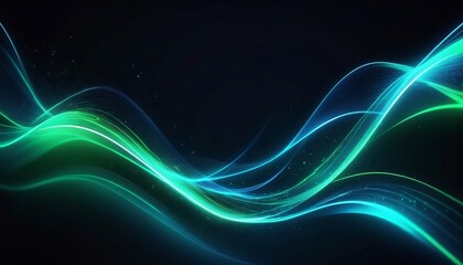 Abstract futuristic background with blue and green glowing neon moving high speed wave lines. Data transfer concept Fantastic wallpaper created with generative ai.