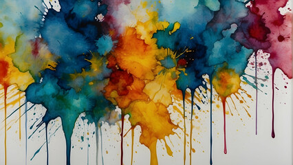Fototapeta premium Watercolor splash in vibrant autumn colors