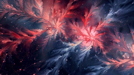 Elegant wallpaper bright coral to deep navy tones intricate fractal textures subtle lights festive energy backdrop