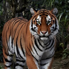 Fototapeta na wymiar Majestic Striped Siberian Tiger