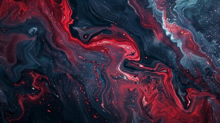 Obraz premium Bright scarlet and soft navy wallpaper marbled textures backdrop