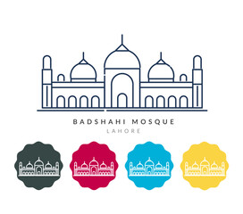 Badshahi Mosque - Lahore - Pakistan - Stock Illustration